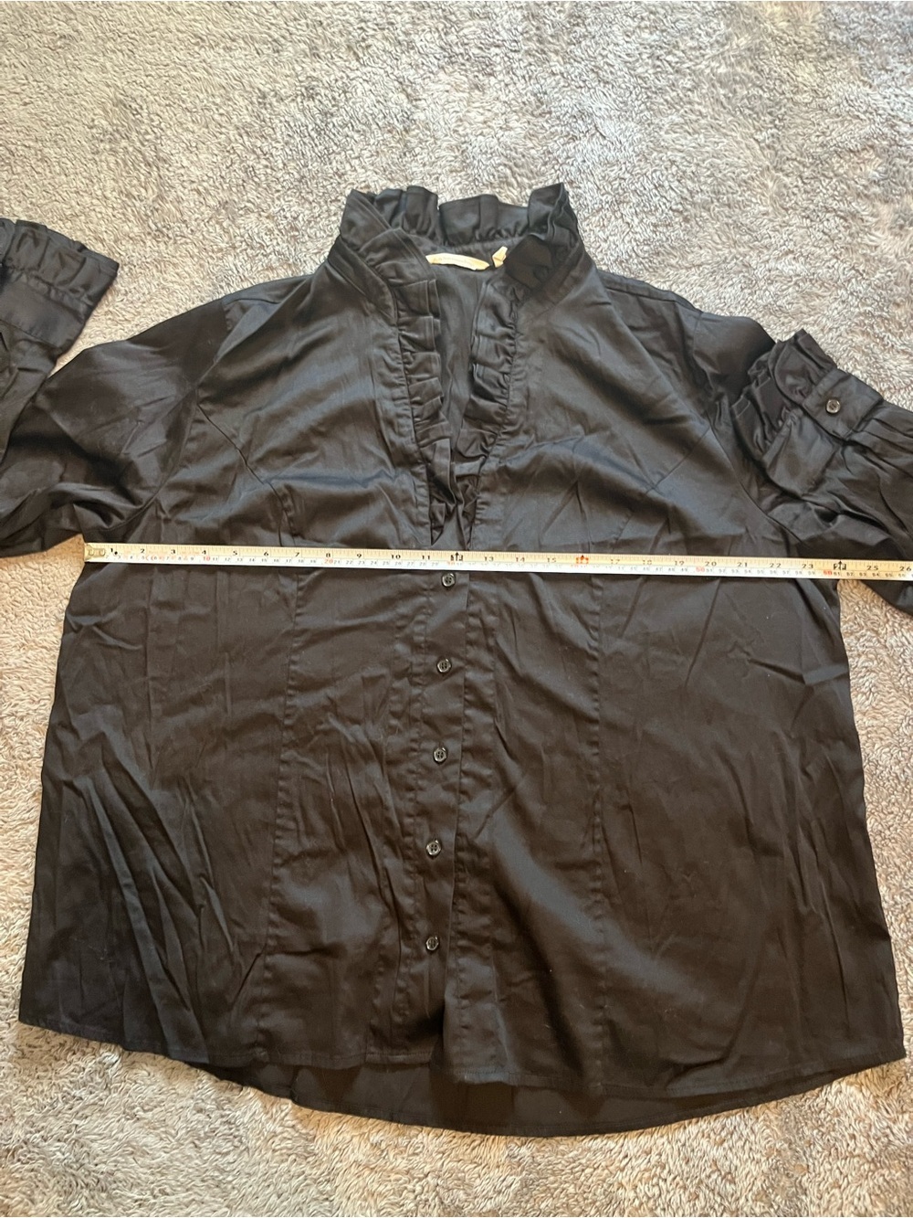Soft Surroundings Black Ruffled Button-Down Blouse 2X - Picture 7 of 8